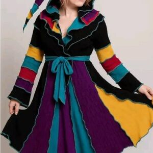 Colorful Patchwork Long Sleeve Sweater Coat Made to Order Custom Listing